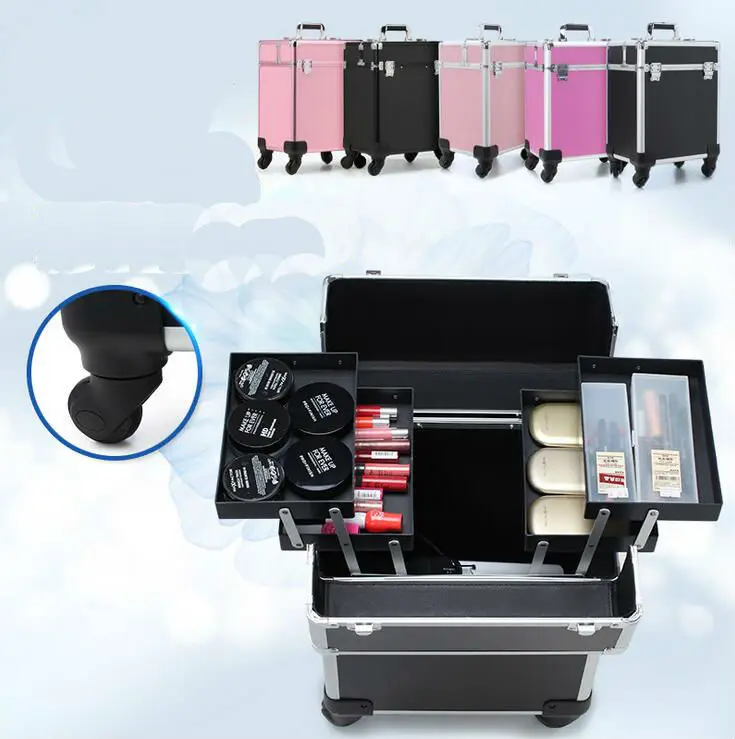 Professional Trolley Cosmetic Case Hand-held High-capacity Nail Make-up Embroidery Hair Beauty Toolbox Cosmetic Bag
Professional Trolley Cosmetic Case Hand-held High-capacity Nail Make-up Embroidery Hair Beauty Toolbox Cosmetic Bag