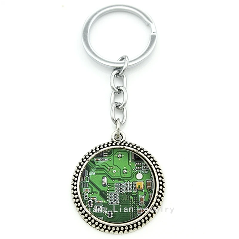 TAFREE plated silver keychain Computer green Circuit Board picture Computer Geek Nerd Accessories Geek ring jewelry Gift KC146
TAFREE plated silver keychain Computer green Circuit Board picture Computer Geek Nerd Accessories Geek ring jewelry Gift KC146