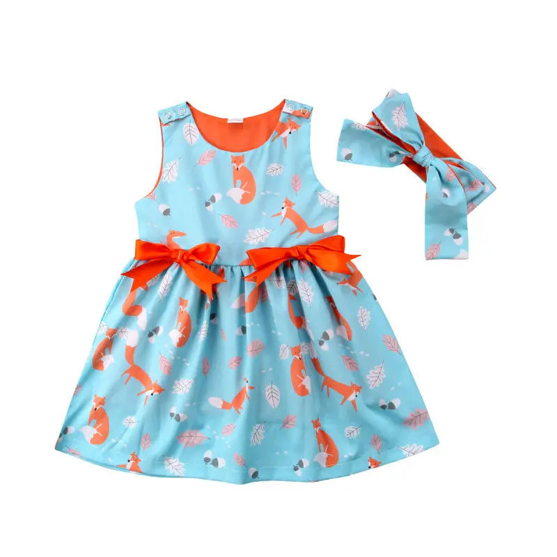 Baby Girls Dress Fox Print Ruched Panelled Dresse Sleeveless Headband Bow Casual Bebe Kids Girls Girls Toddler 
Baby Girls Dress Fox Print Ruched Panelled Dresse Sleeveless Headband Bow Casual Bebe Kids Girls Girls Toddler