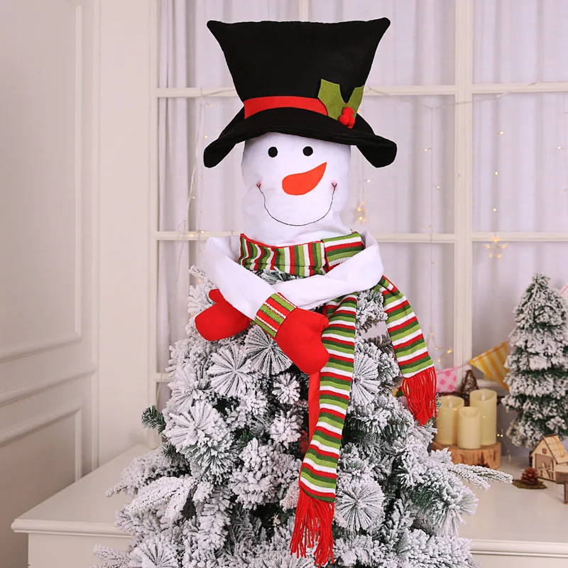 1 PCS Snowman Christmas Tree Topper Hat Scarf Hugger Xmas Christmas Tree Decorations For Home Store Ornament Party Supplies 1 PCS Snowman Christmas Tree Topper Hat Scarf Hugger Xmas Christmas Tree Decorations For Home Store Ornament Party Supplies