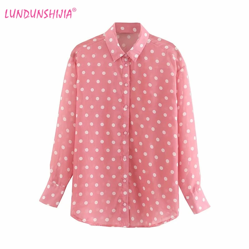LUNDUNSHIJIA 2019 Summer Autumn Women's Pink Fashion Loose Blouse Basic Classic Polka Dots Printed Shirts Tops
LUNDUNSHIJIA 2019 Summer Autumn Women's Pink Fashion Loose Blouse Basic Classic Polka Dots Printed Shirts Tops