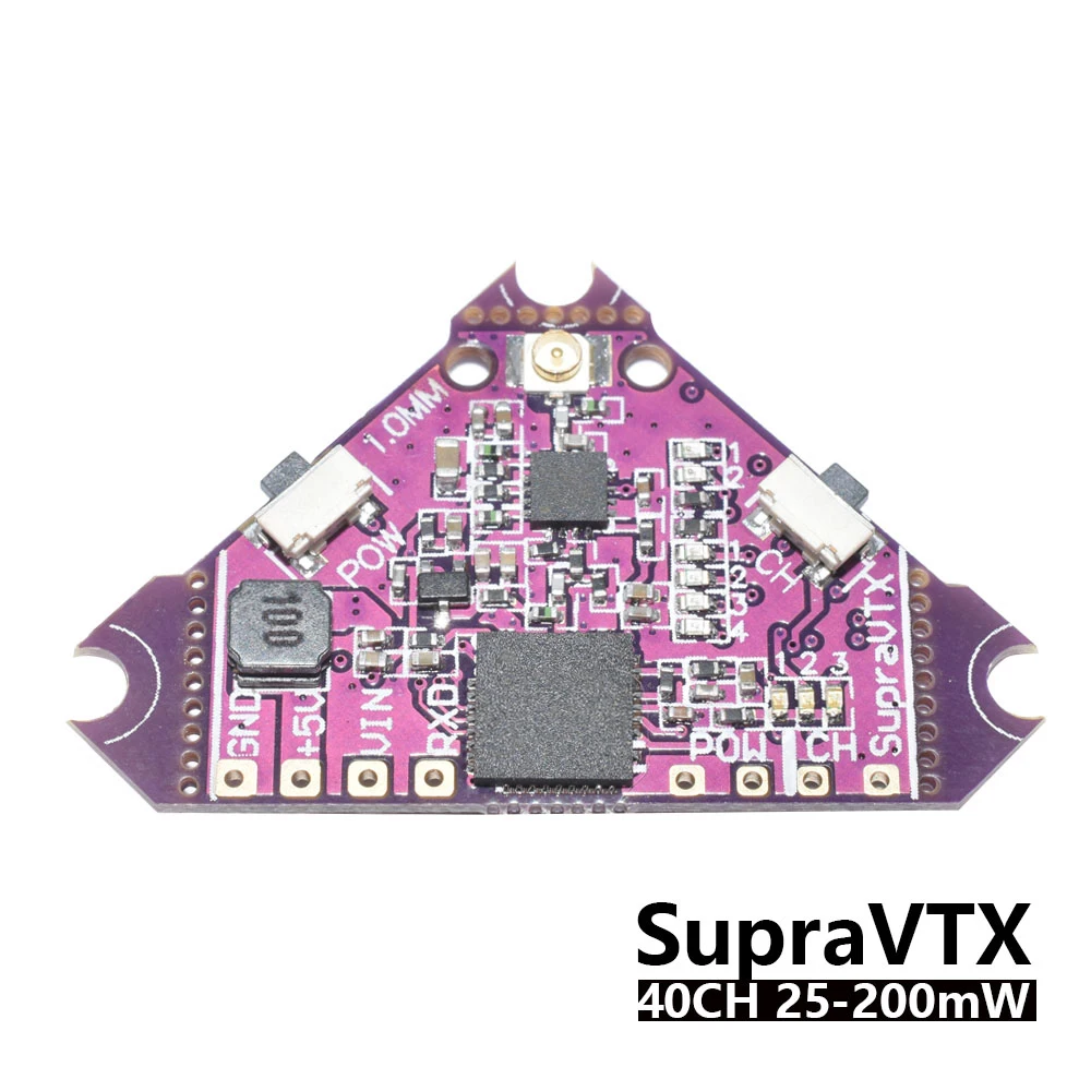 

Supra-VTX VTX 5.8G 40CH 25mw 100mw 200mw Transmitter OSD adjustable for Brushed Bwhoop Mobula7 Mobula6 FPV Racing Quadcopter