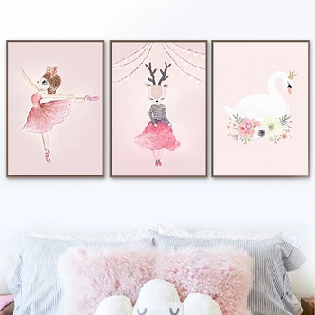 Nordic Watercolor Cartoon Unicorn Deer Rabbit Girl Canvas Painting Pink Flower Poster Swan Wall Pictures Kids Girls Room Decor
Nordic Watercolor Cartoon Unicorn Deer Rabbit Girl Canvas Painting Pink Flower Poster Swan Wall Pictures Kids Girls Room Decor