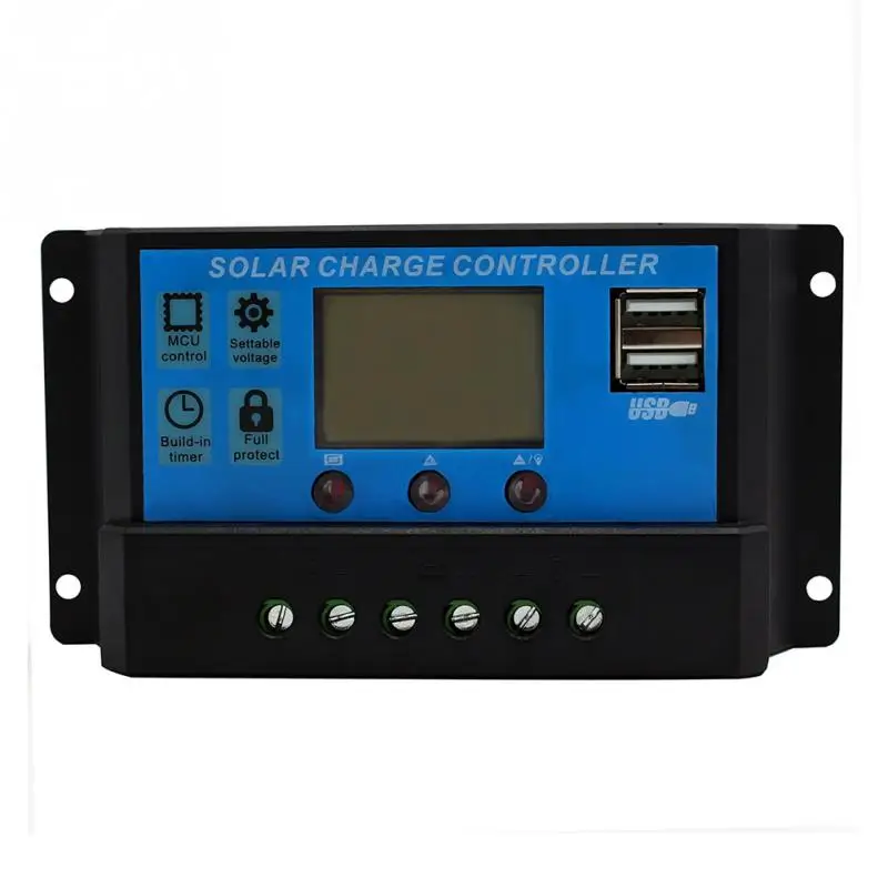 10/20/30A Solar Charge Controller 12V 24V LCD Display Dual USB Solar Panel Charge Regulator
10/20/30A Solar Charge Controller 12V 24V LCD Display Dual USB Solar Panel Charge Regulator