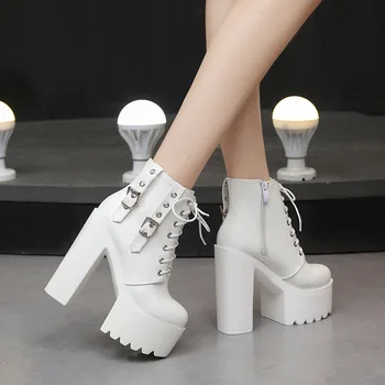 14cm High Heel Boots Black Platform Boots Womens White Ankle Boots Lace Up Size 34-39
14cm High Heel Boots Black Platform Boots Womens White Ankle Boots Lace Up Size 34-39