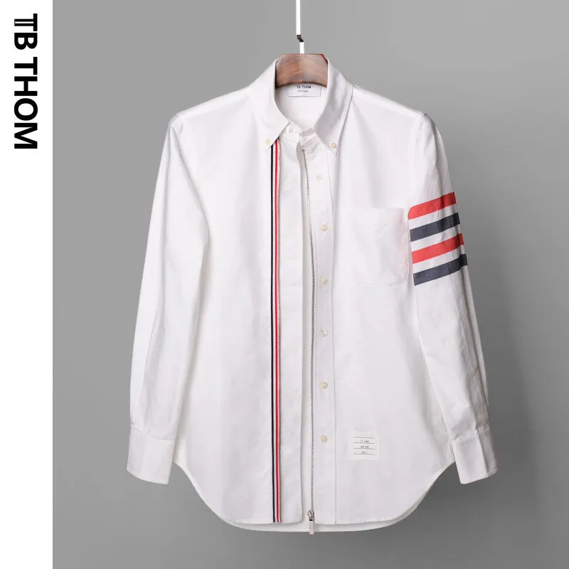 TB THOM men's fashion long sleeve shirts with Tri-color webbing slim fit zipper print casual shirt men striped white shirts male
TB THOM men's fashion long sleeve shirts with Tri-color webbing slim fit zipper print casual shirt men striped white shirts male