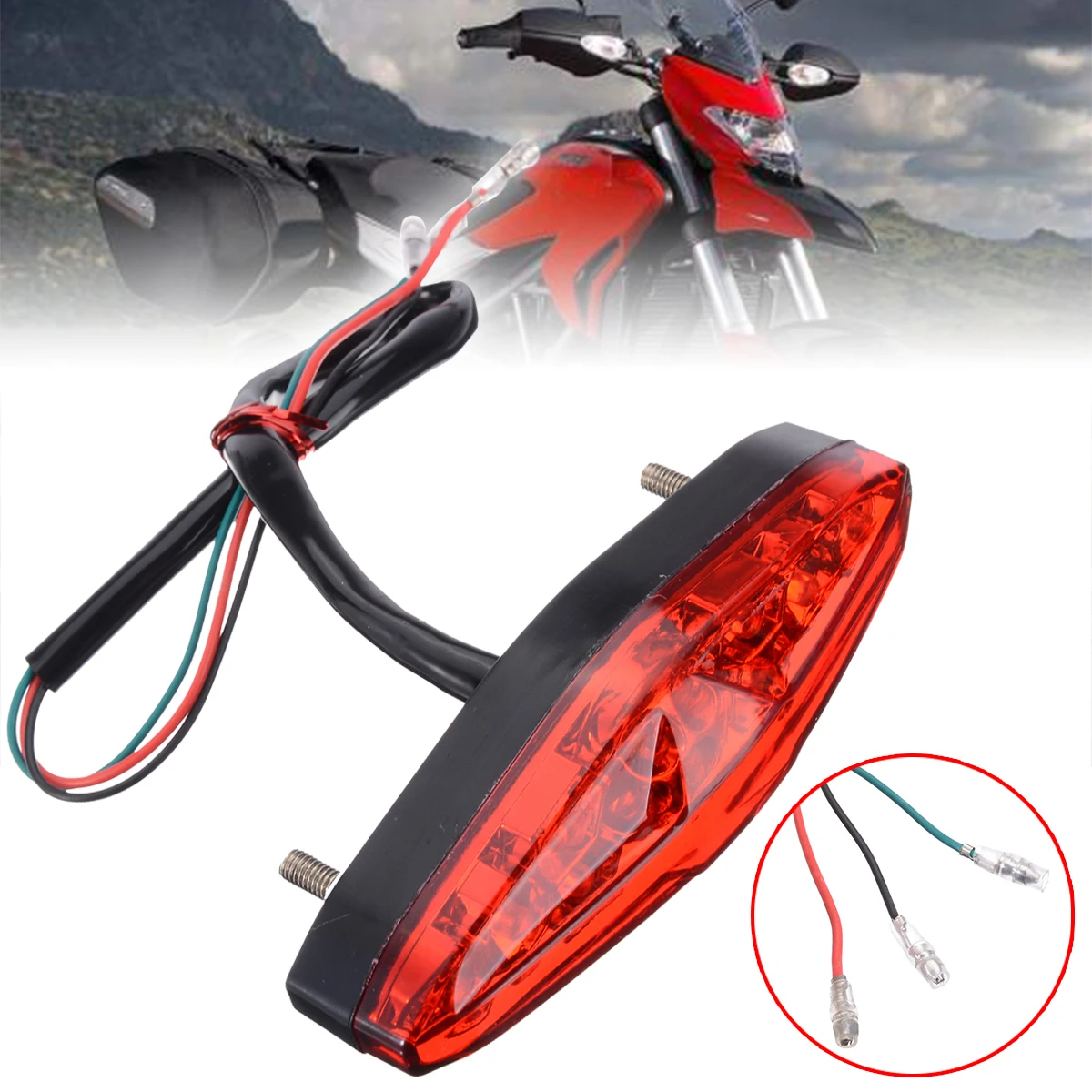 New Arrival 1pc Red Lens 15LED 12V Universal Motorcycle Rear Tail Stop Light Bike Indicator Running Lamp
New Arrival 1pc Red Lens 15LED 12V Universal Motorcycle Rear Tail Stop Light Bike Indicator Running Lamp