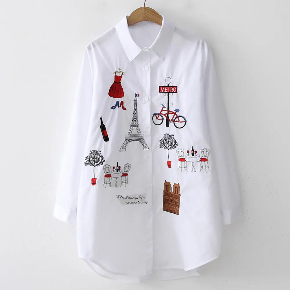 2019 NEW White Shirt Casual Wear Button Up Turn Down Collar Long Sleeve Cotton Blouse Embroidery Feminina HOT Sale
2019 NEW White Shirt Casual Wear Button Up Turn Down Collar Long Sleeve Cotton Blouse Embroidery Feminina HOT Sale