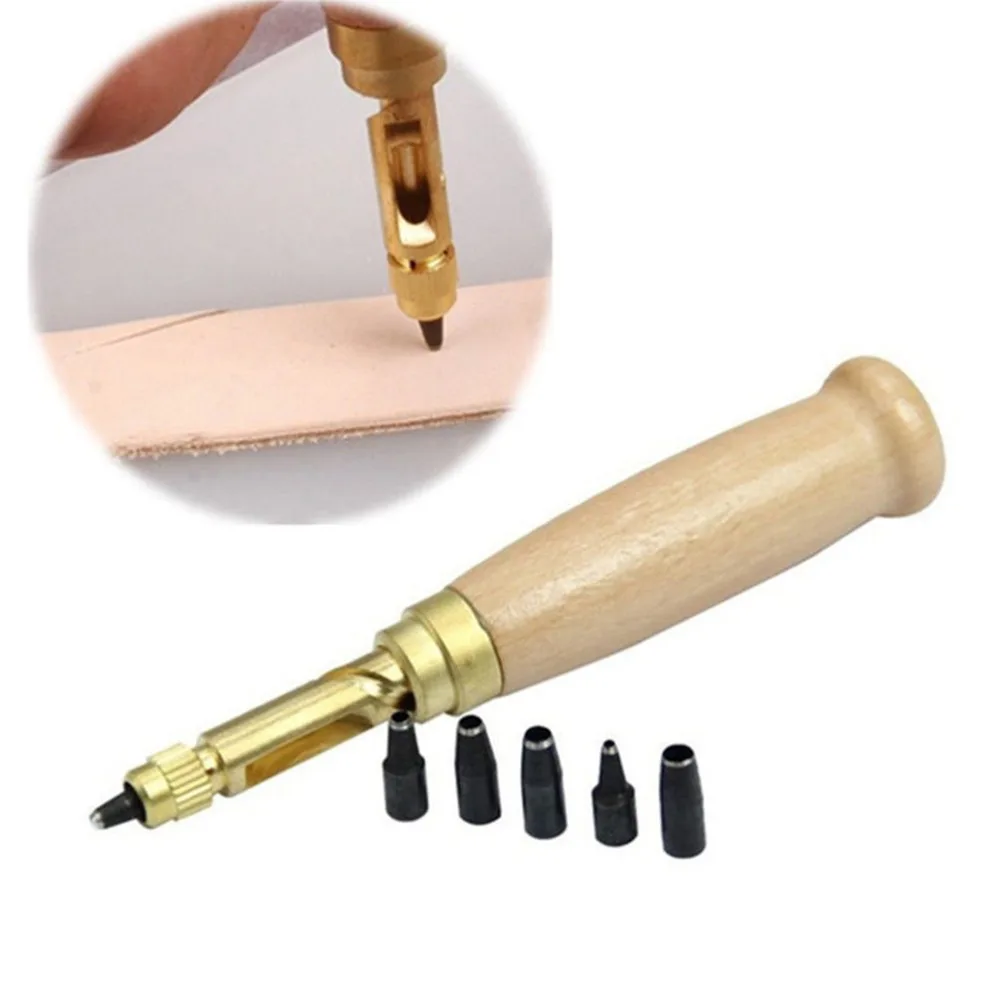 Manual Pressed Leather Craft DIY Tool For Sewing Leather Belt Strap Hole Screw Punch Set Wood Handle With 1.5mm-4mm Punch
Manual Pressed Leather Craft DIY Tool For Sewing Leather Belt Strap Hole Screw Punch Set Wood Handle With 1.5mm-4mm Punch