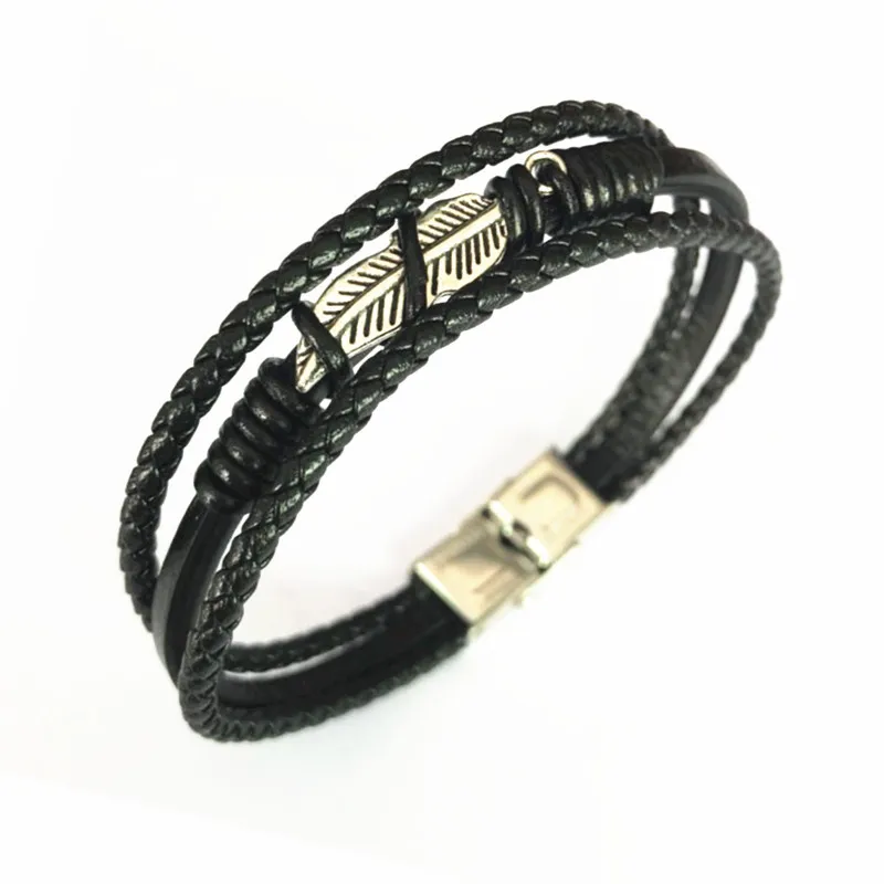 Thomas Leather Bracelet with Titanium Feather Multi Layer , Rebel Heart TS Style Jewelry Gift for Men Women Punk 00114073 
Thomas Leather Bracelet with Titanium Feather Multi Layer , Rebel Heart TS Style Jewelry Gift for Men Women Punk 00114073
