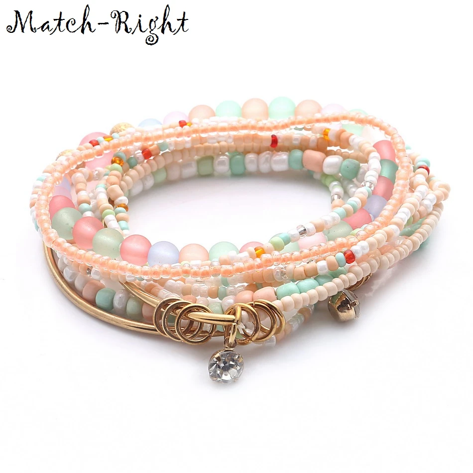 Match-Right Women Bohemia Jewelry of Multilayer Elastic Weave Set Bracelets & Bangles with Stones Charms Wrap Bracelet LG-069
Match-Right Women Bohemia Jewelry of Multilayer Elastic Weave Set Bracelets & Bangles with Stones Charms Wrap Bracelet LG-069
