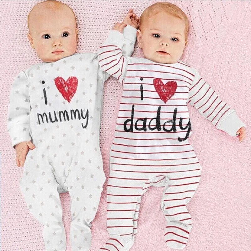 Newborn baby boy girl jumpsuit I love mom and dad striped tights long sleeve cotton clothes fashion stars pattern baby clothes
Newborn baby boy girl jumpsuit I love mom and dad striped tights long sleeve cotton clothes fashion stars pattern baby clothes