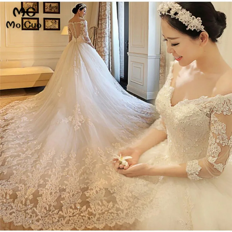 2018 Luxuries Bridal Gown Ball Gown see though back zipper Cathedral Train Appliques Lace Tulle women wedding Dresses
2018 Luxuries Bridal Gown Ball Gown see though back zipper Cathedral Train Appliques Lace Tulle women wedding Dresses