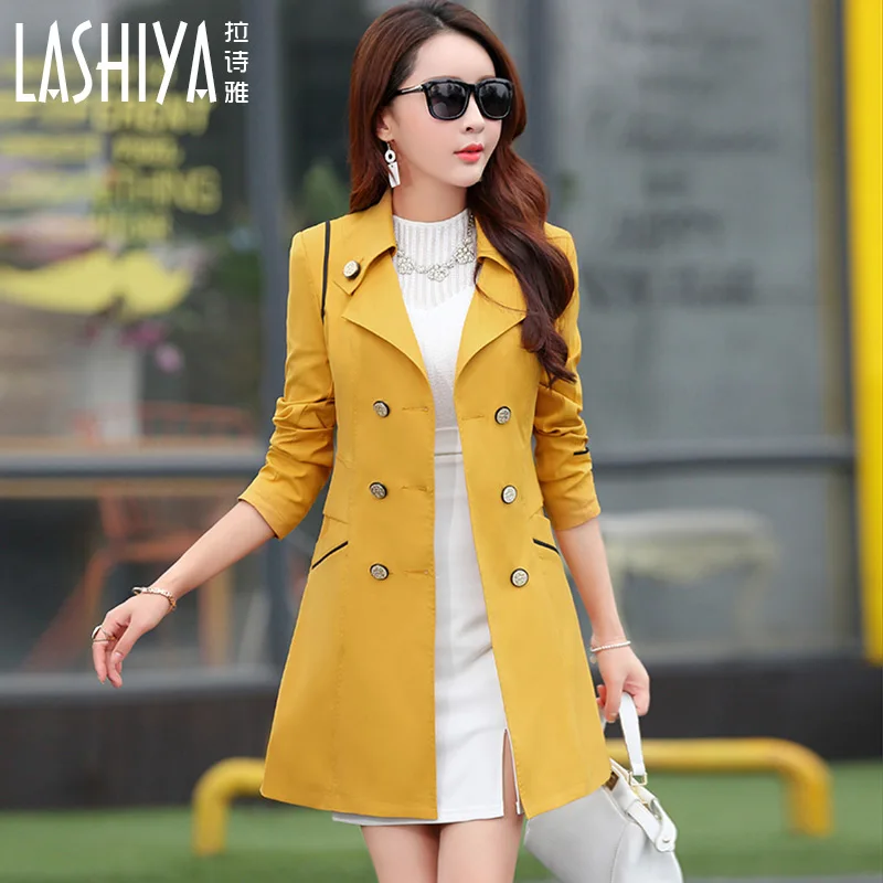 New Korean large size women long section of elegant simplicity Slim coat jacket was thin double-breasted coat
New Korean large size women long section of elegant simplicity Slim coat jacket was thin double-breasted coat