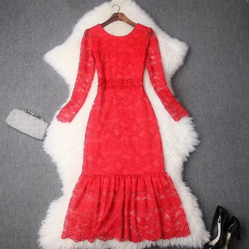 women girl Mermaid Dress 2019 NEW Spring Autumn Beading clothing Lace lady Party dress Vintage Long sleeves office work dresses
women girl Mermaid Dress 2019 NEW Spring Autumn Beading clothing Lace lady Party dress Vintage Long sleeves office work dresses