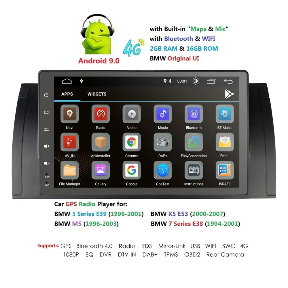 Android 9.0 4G Car GPS PLAYER For BMW X5 E53 E39 GPS stereo audio navigation multimedia screen head unit USB
Android 9.0 4G Car GPS PLAYER For BMW X5 E53 E39 GPS stereo audio navigation multimedia screen head unit USB