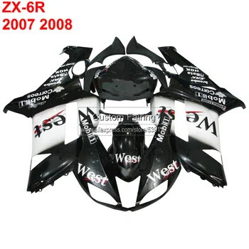 Injection molded fairing kit for Kawasaki zx-6r zx6r Ninja 2007 2008 07 08 black white sticker fairings TP123
Injection molded fairing kit for Kawasaki zx-6r zx6r Ninja 2007 2008 07 08 black white sticker fairings TP123