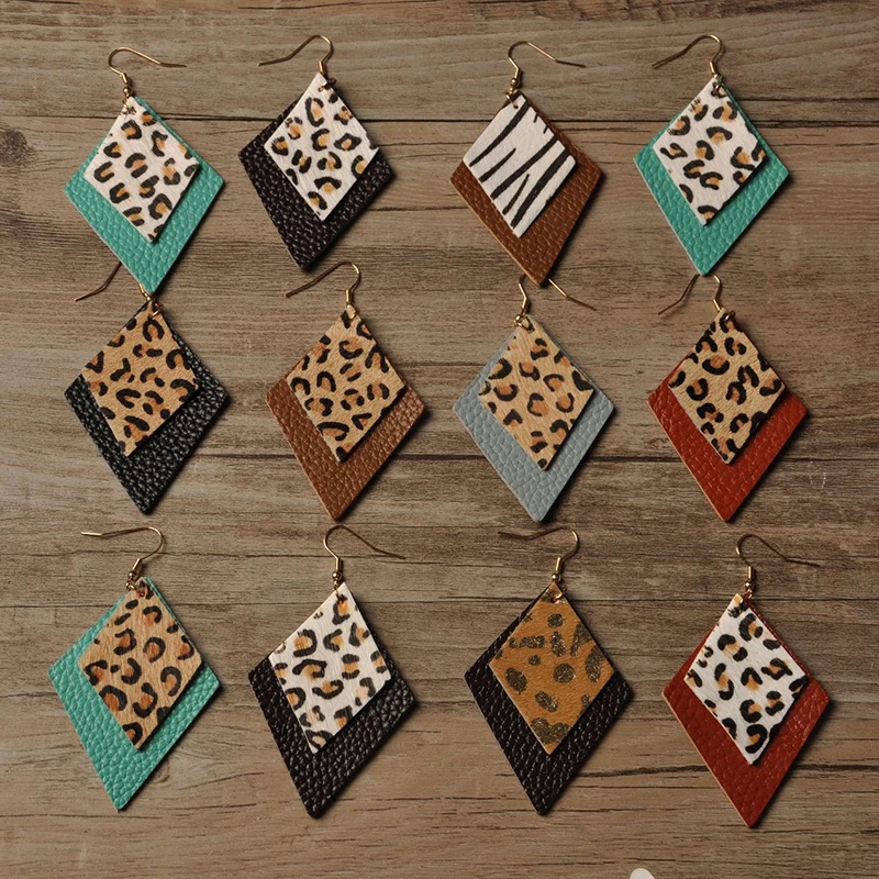 2 Layer Glitter Square Leopard Print Genuine Leather Drop Earrings Multi-style Double Rhombus Golden Ear Hook Earrings New
2 Layer Glitter Square Leopard Print Genuine Leather Drop Earrings Multi-style Double Rhombus Golden Ear Hook Earrings New