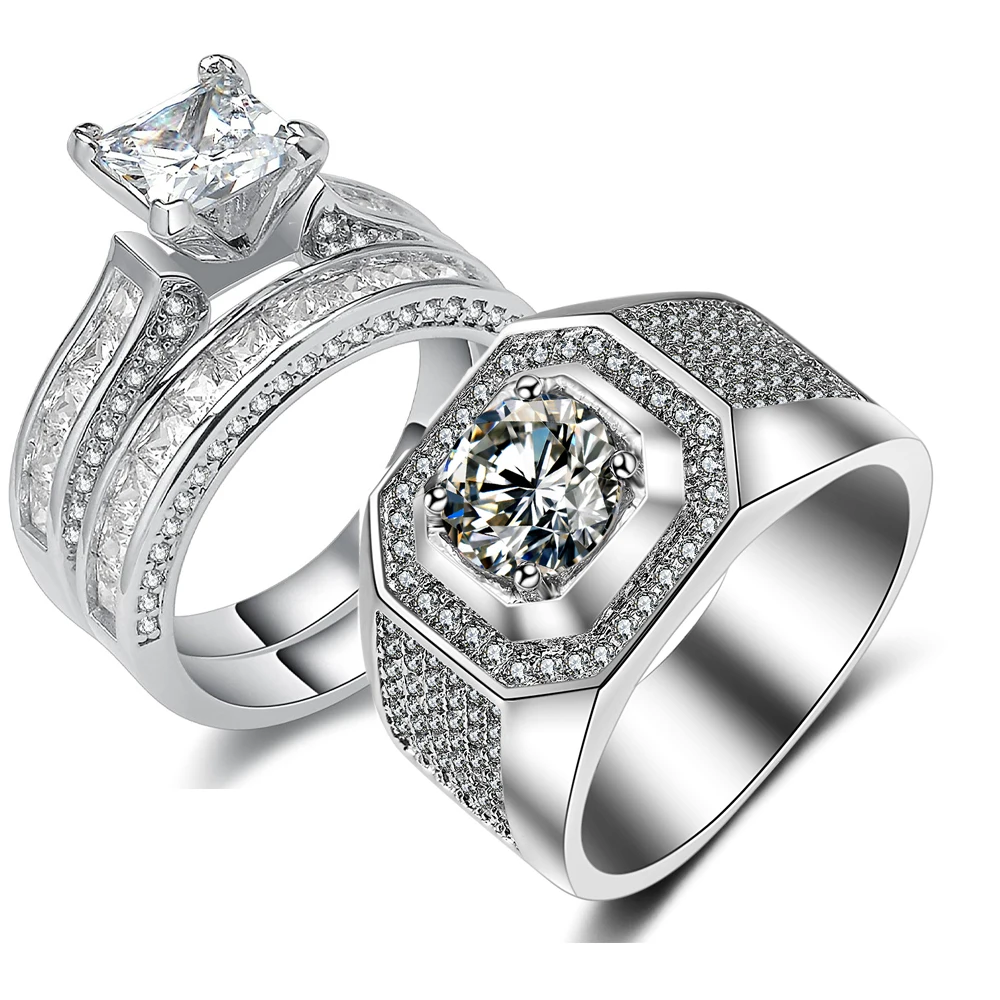 2018 Top Selling Couple Rings Sparkling Jewelry 925 Sterling Silver White Gold Filled Princess 5A CZ Wedding Bridal Ring Set
2018 Top Selling Couple Rings Sparkling Jewelry 925 Sterling Silver White Gold Filled Princess 5A CZ Wedding Bridal Ring Set