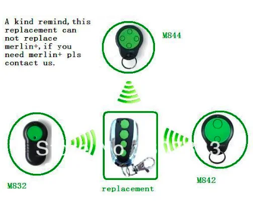Replace for merlin M842 M832 remote work with 230t 430r remote ,merlin opener,merlin transmitter Top quality