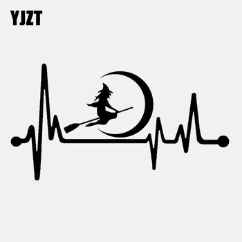 YJZT 13.7CM*7.3CM Cute Witch Moon Broom Heartbeat Vinyl Black/Silver Car Sticker C22-1030
YJZT 13.7CM*7.3CM Cute Witch Moon Broom Heartbeat Vinyl Black/Silver Car Sticker C22-1030