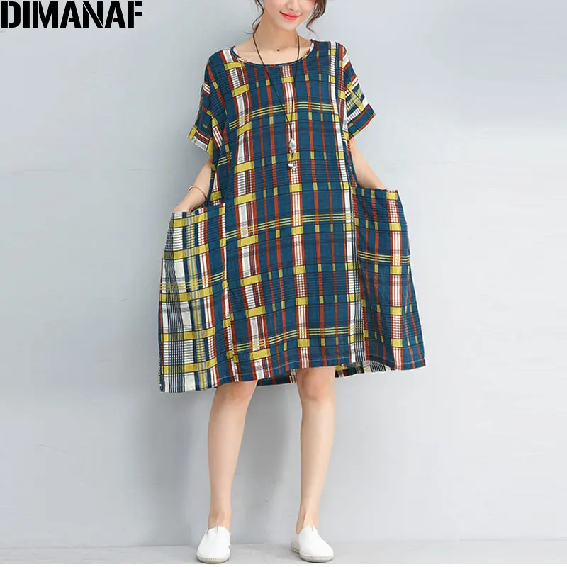 DIMANAF Plus Size Summer Women Dress Basic Linen Plaid Print Big Dresses Loose Fashion 2018 Casual Oversize New Dresses Fit 5XL
DIMANAF Plus Size Summer Women Dress Basic Linen Plaid Print Big Dresses Loose Fashion 2018 Casual Oversize New Dresses Fit 5XL