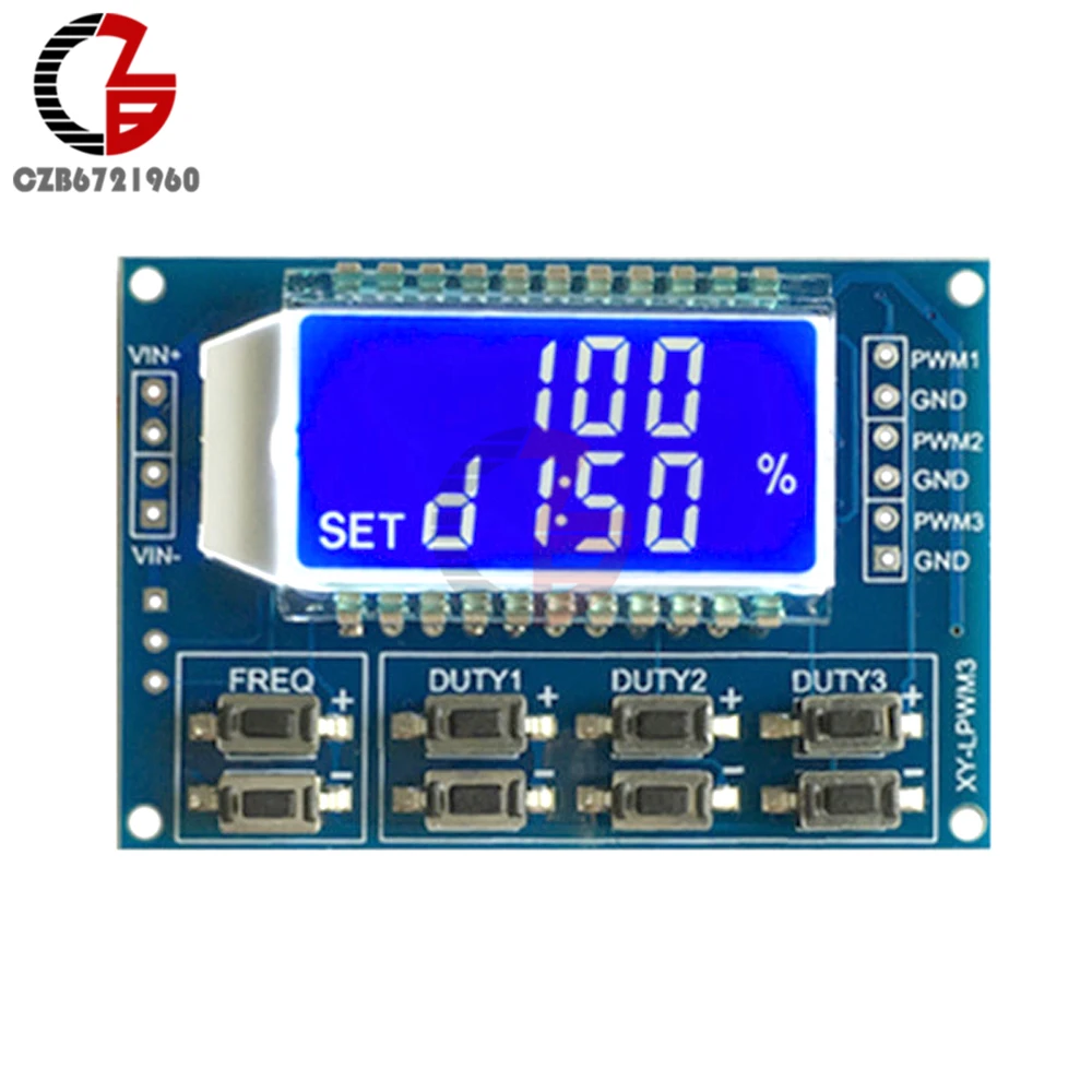 3 Channel Signal Generator PWM Pulse Frequency Duty Cycle Adjustable Module LCD