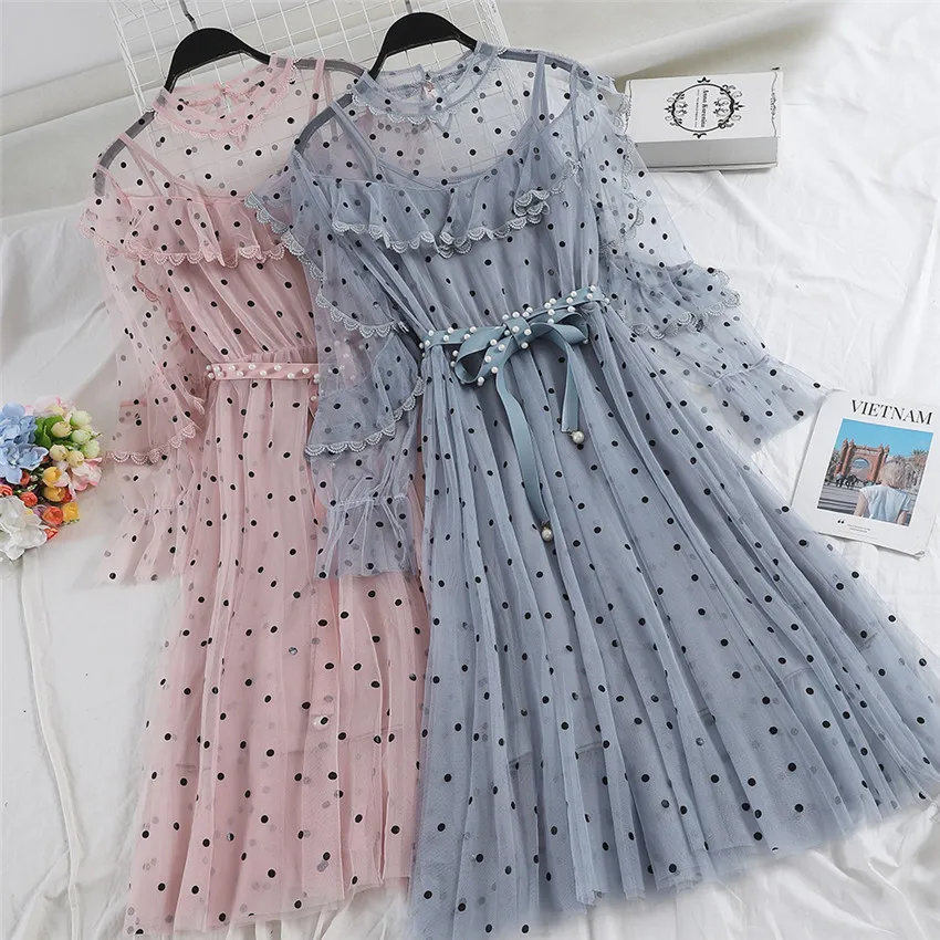 Gowyimmes 2019 Summer Two Piece Elegant Women Flare Sleeve Chiffon Dot Dress+ Vest Midi Long Party Lace Dressess Vestidos PD317
Gowyimmes 2019 Summer Two Piece Elegant Women Flare Sleeve Chiffon Dot Dress+ Vest Midi Long Party Lace Dressess Vestidos PD317