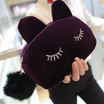 Kawaii Cute Cartoon Cat Velvet Solid Color Makeup Bags Cat Design Cosmetic Make Up Organizer Bag Women Bag Cosmetics Necessaries
Kawaii Cute Cartoon Cat Velvet Solid Color Makeup Bags Cat Design Cosmetic Make Up Organizer Bag Women Bag Cosmetics Necessaries