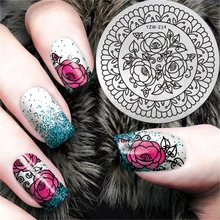 LCJ элегантный Шикарный цветок дизайн Стикеры для ногтей Мандала штамповки изображения пластины Дамаск шаблоны тиснения ногтей # YZW-Z14(China)