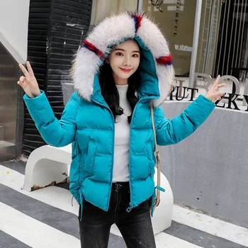 Warm Winter 2019 Women's Down Cotton Hooded Jacket Coat Loose Color Fur Collar Thick Outerwear Parkas Winter Female Short Jacket
Warm Winter 2019 Women's Down Cotton Hooded Jacket Coat Loose Color Fur Collar Thick Outerwear Parkas Winter Female Short Jacket