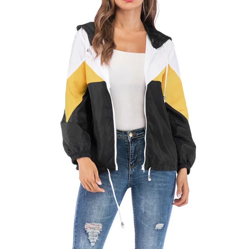 2019 New Womens Casual Long Sleeve Zipper Sport Coat Ladies Colour Block Thin Hooded Jacket Female Multicolor Patchwork Coat Top
2019 New Womens Casual Long Sleeve Zipper Sport Coat Ladies Colour Block Thin Hooded Jacket Female Multicolor Patchwork Coat Top