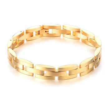 

JHSL Trendy Men Statement Chain Link Bracelets & Bangles Black Silver Gold Color Stainless Steel Great Boyfriend Father Gift