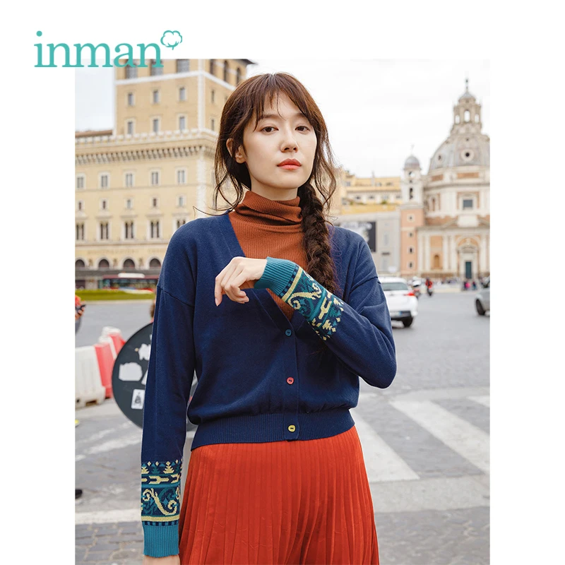INMAN 2019 Autumn Spring New Arrival Female V-neck Collar Jacquard Retro Cardigan Sweater
INMAN 2019 Autumn Spring New Arrival Female V-neck Collar Jacquard Retro Cardigan Sweater