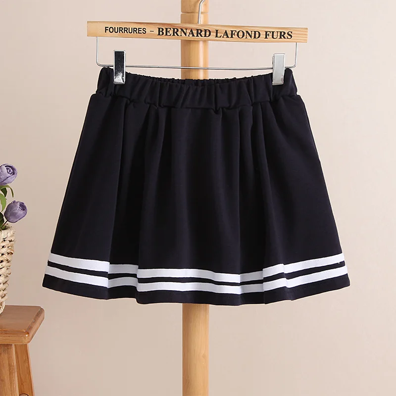 Image Summer new Juniors pants skirt women s preppy style short skirt stretch elastic waist skirts navy culottes white navy blue color
