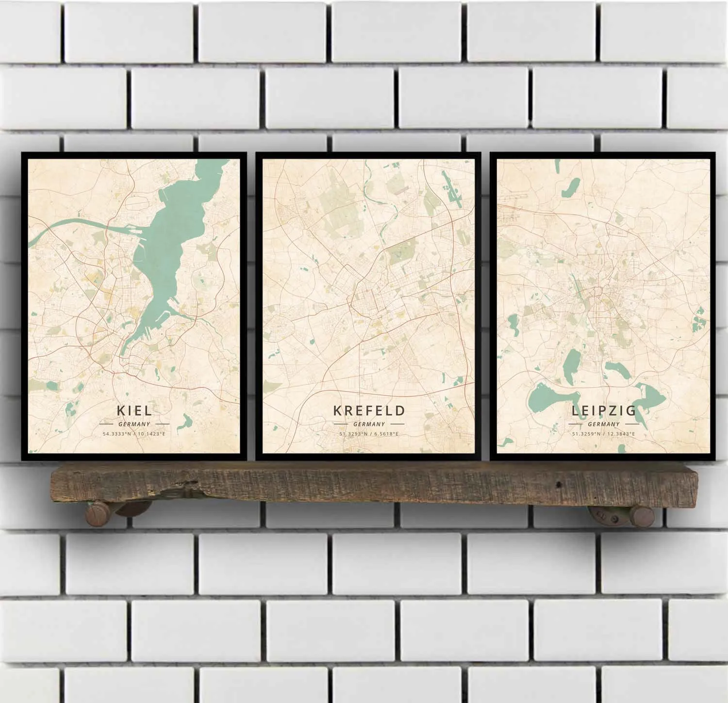 Kiel Krefeld Leipzig Lubeck Magdeburg Mainz Mannheim Monchengladbach Munich Munster Nuremberg Germany Poster | Дом и сад