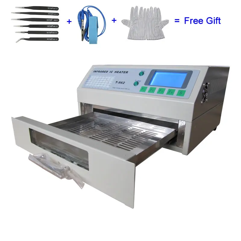 PUHUI T962 220V 110V Infrared IC Heater 800W Reflow Oven SMD Welding Machine Soldering Area 180*235 mm
PUHUI T962 220V 110V Infrared IC Heater 800W Reflow Oven SMD Welding Machine Soldering Area 180*235 mm