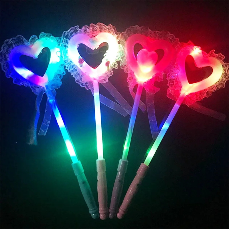 New Lovely Flashing Lace Heart Shaped Glow Stick Fairy Light Magic Wand Sticks Kids Girls Toys Glow Wand Luminous Toys
New Lovely Flashing Lace Heart Shaped Glow Stick Fairy Light Magic Wand Sticks Kids Girls Toys Glow Wand Luminous Toys