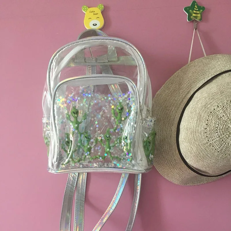 Harajuku Creative Summer Alien Design Transparent Backpack PVC Casual Backpack Laser Shoulder Bag For Teenage Girls
Harajuku Creative Summer Alien Design Transparent Backpack PVC Casual Backpack Laser Shoulder Bag For Teenage Girls