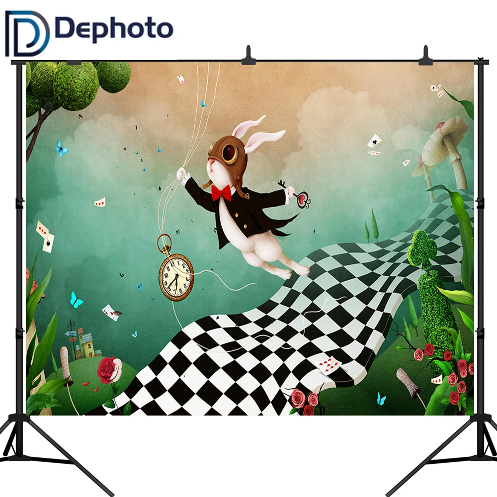 DePhoto Photography Backdrops Alice in Wonderland Party Mushroom Rabbit Rose Birthday Backgrounds for Photo Studio Background
DePhoto Photography Backdrops Alice in Wonderland Party Mushroom Rabbit Rose Birthday Backgrounds for Photo Studio Background