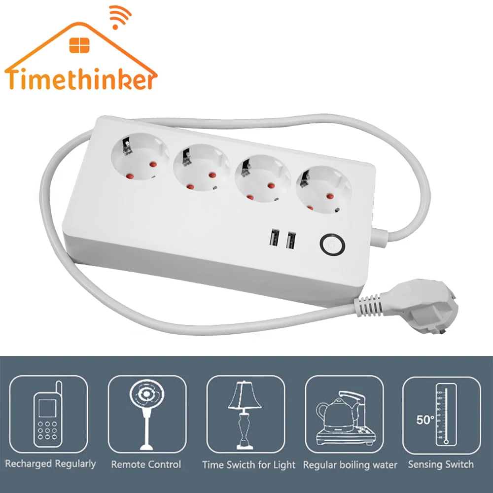 Timethinker Ewelink Wifi Switch Power Strip for Alexa Google Home Smart Home Timer Socket Automation Remote Control 2 USB Ports
Timethinker Ewelink Wifi Switch Power Strip for Alexa Google Home Smart Home Timer Socket Automation Remote Control 2 USB Ports