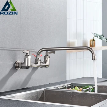 Wall Mounted Long Spout Kitchen Sink Faucet Dual Handle Brushed Nickel Bathroom Kitchen Mixers Rotate Long Nose Hot Cold Taps
Wall Mounted Long Spout Kitchen Sink Faucet Dual Handle Brushed Nickel Bathroom Kitchen Mixers Rotate Long Nose Hot Cold Taps