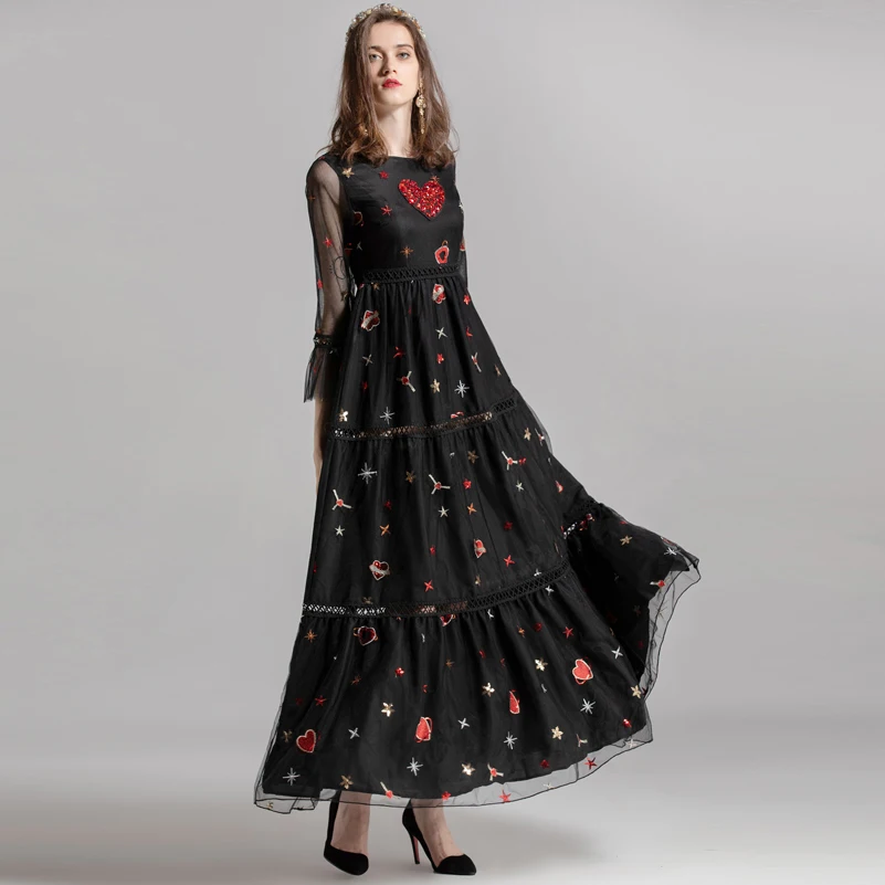 high quality Newest Designer fashion runway Maxi dress Women's mesh sequins Patchwork Hollow Out Crystal Vintage Party Dress
high quality Newest Designer fashion runway Maxi dress Women's mesh sequins Patchwork Hollow Out Crystal Vintage Party Dress