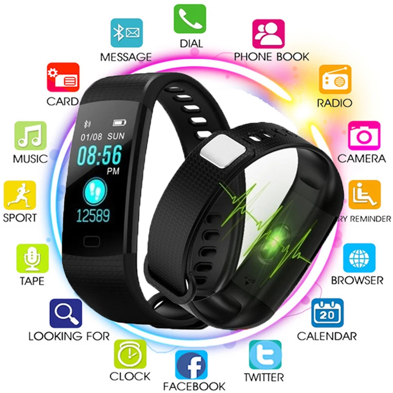 Y5 Smart Band Watch Color Screen Wristband Heart Rate Activity Fitness tracker Smart Electronic Bracelet For Android VS Miband 2
Y5 Smart Band Watch Color Screen Wristband Heart Rate Activity Fitness tracker Smart Electronic Bracelet For Android VS Miband 2