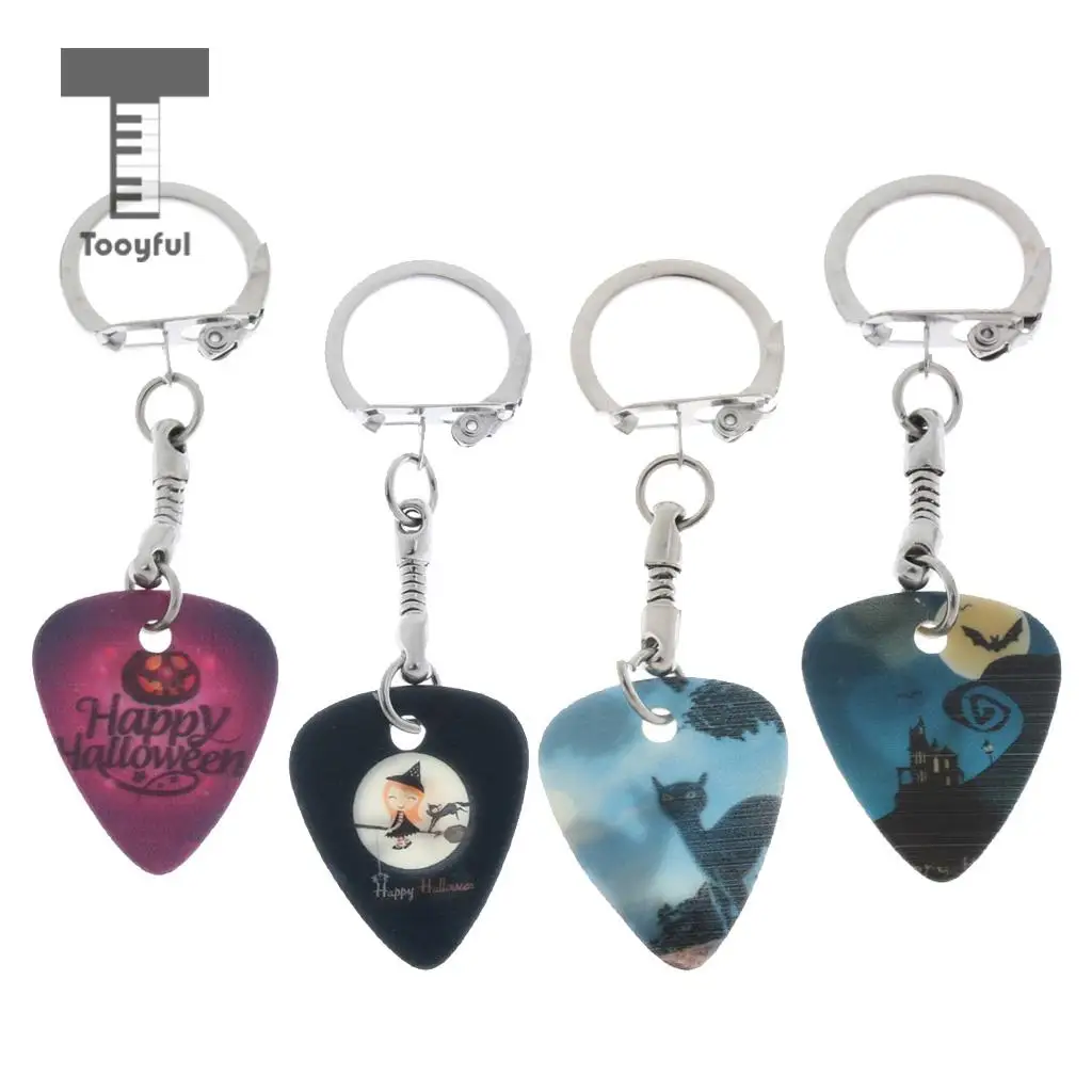 Acoustic Electric Celluloid Smooth Guitar Plectrum Picks Happy Halloween Keychain Key Fob