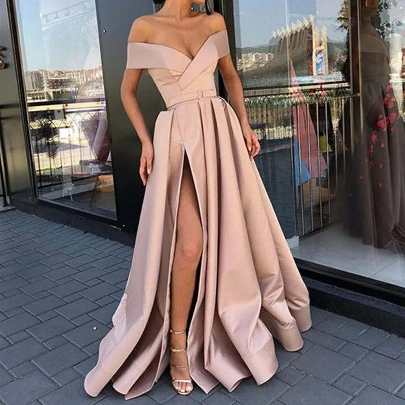 Robe De Soiree 2019 Sexy Deep V-Neck Evening Dresses Long Elegant Off the Shoulder Slit Formal Evening Party Gowns with Belt
Robe De Soiree 2019 Sexy Deep V-Neck Evening Dresses Long Elegant Off the Shoulder Slit Formal Evening Party Gowns with Belt