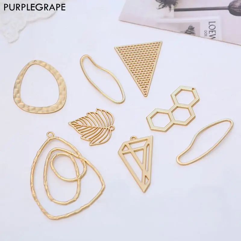 

Asian gold series DIY material earrings jewelry accessories pendant alloy irregular abstract geometric shape 6 pieces