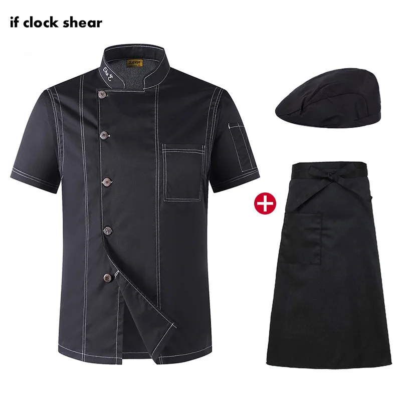 Unisex catering work clothes Short Sleeve Restaurant kitchen uniforms chef Jacket Hat Apron black shirt men chef M-4XL wholesale
Unisex catering work clothes Short Sleeve Restaurant kitchen uniforms chef Jacket Hat Apron black shirt men chef M-4XL wholesale