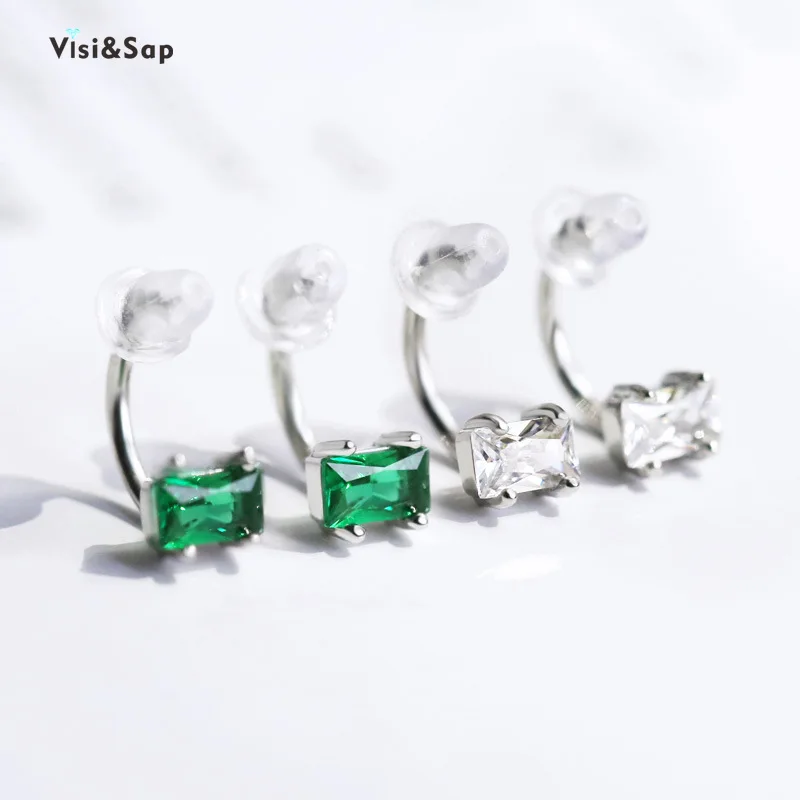 Visisap Geometric Square Green/white Zircon Ear Nail Earrings for Women Simple Classic Accessory Jewelry Wholesale E067
Visisap Geometric Square Green/white Zircon Ear Nail Earrings for Women Simple Classic Accessory Jewelry Wholesale E067