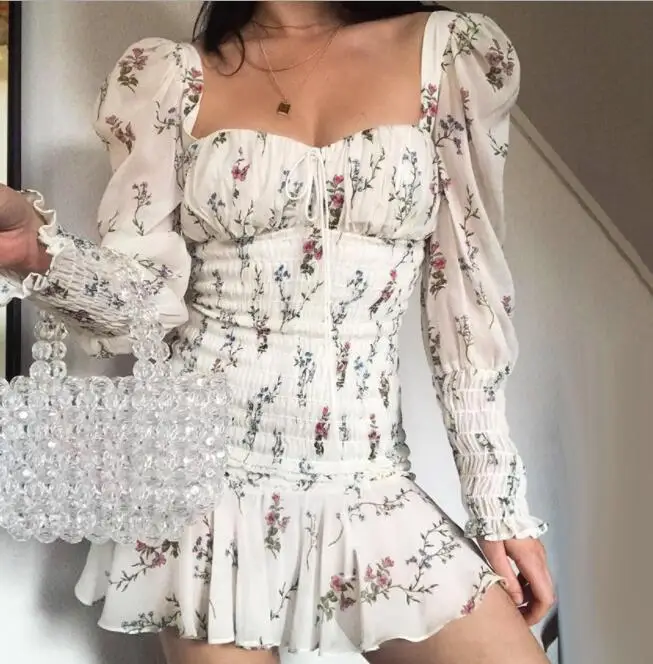 Women Summer Dress 2019 Lace Up Square Collar Sexy Dress Long Sleeve Holiday Party Floral Print Ruffle Beach Dress White
Women Summer Dress 2019 Lace Up Square Collar Sexy Dress Long Sleeve Holiday Party Floral Print Ruffle Beach Dress White